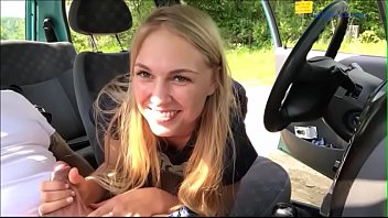 Sexy Teen Fucks and Sucks Old Guy in the Car